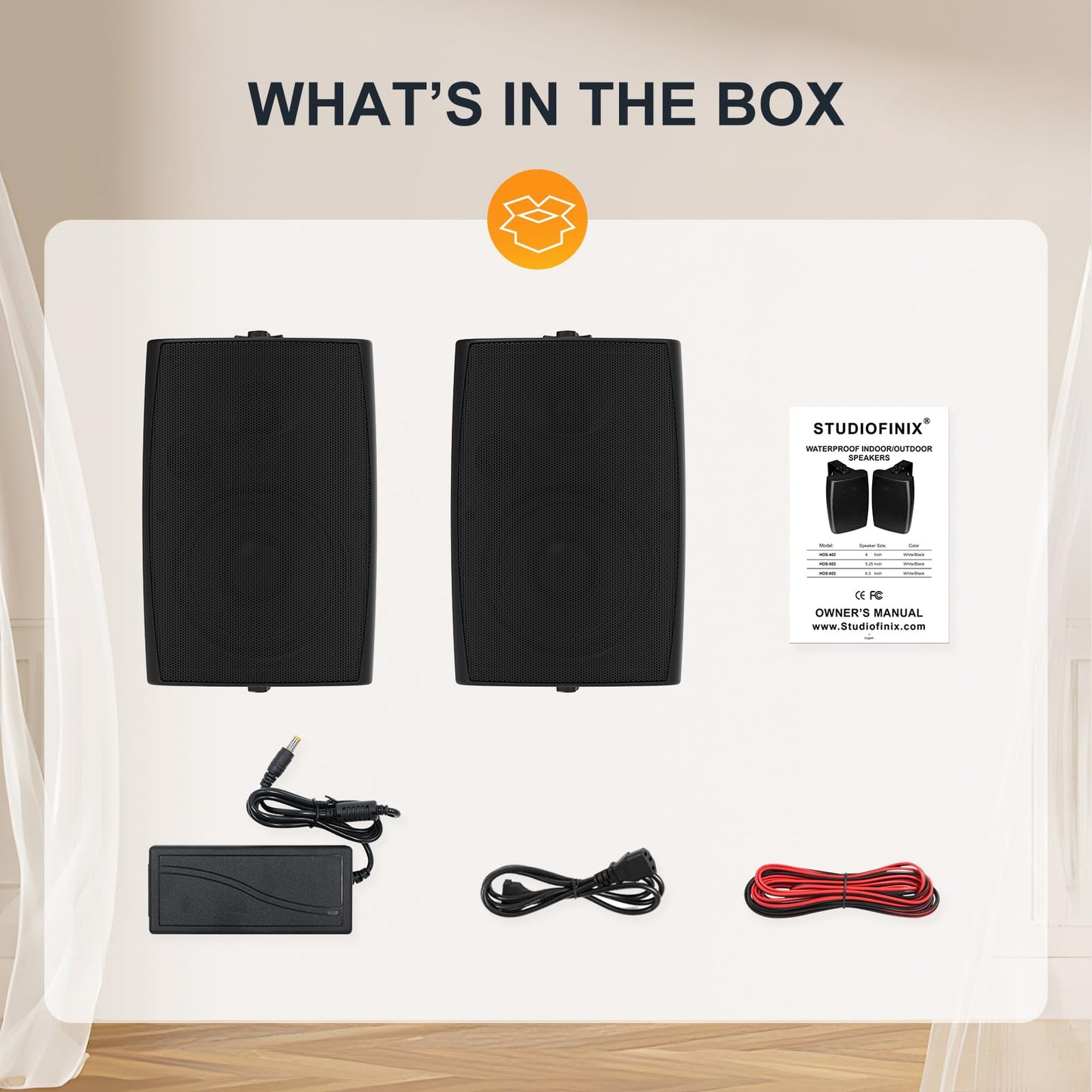 STUDIOFINIX 6.5 Inch 400W Outdoor Bluetooth Speakers Waterproof Wired, Wall Mount Speakers All-Weather Durability for Patio, Covered, Deck, Porch, Pool(Pair, Black)