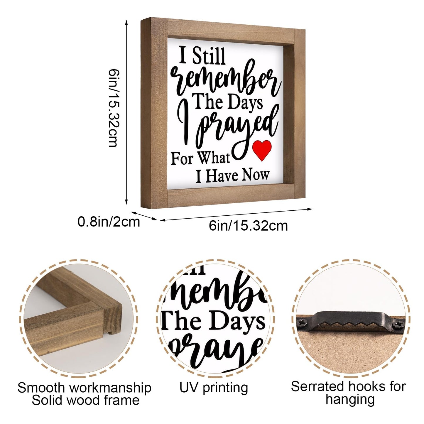 pechpell I Still Remember The Days I Prayed Sign, 6 Inch Wooden Christian Home Decor, Rustic Bible Verse Wall Art for Table Shelf Desk Office Kitchen Bathroom Farmhouse Decorations