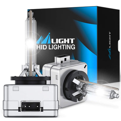 Nilight D1S HID Xenon Headlight Bulbs, D1S Bulb 6000K High Low Beam Xenon Headlights Replacement for 12V Cars, 2-Pack