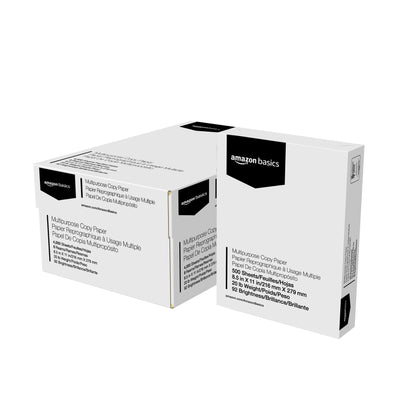 Amazon Basics Multipurpose Copy Printer Paper, 20 lb, 92 Bright, 8.5" x 11", White, 3 Reams, 1500 Sheets
