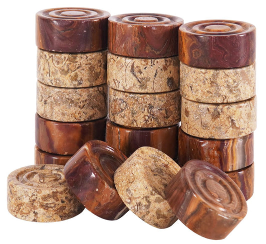 Radicaln Marble Checker Figures 1.25'' Inches Black and Coral Handmade Outdoor Board Game Draughts Checker Pieces Travel Chess Set Classic Board Game Checkers Outdoor Games