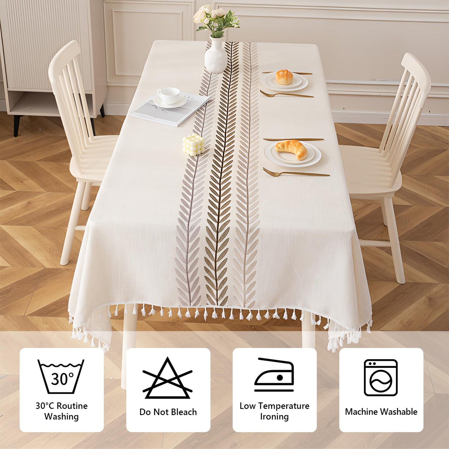 Deep Dream Table Cloth Rectangle Table, Rustic Waterproof Cotton Linen Tablecloths, Wrinkle Free Farmhouse Style Table Cloths for Parties, Kitchen Dining, Holiday, 55" X 70", 4-6 Seats