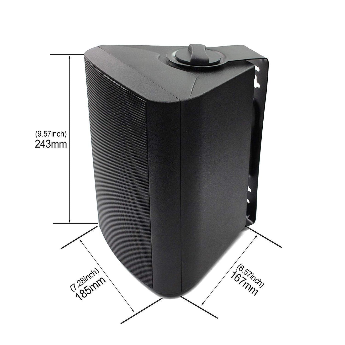 Herdio 5.25 Inch Indoor Outdoor Bluetooth Speakers Patio Waterproof Wired Wall Mount System 300 Watts (Black)