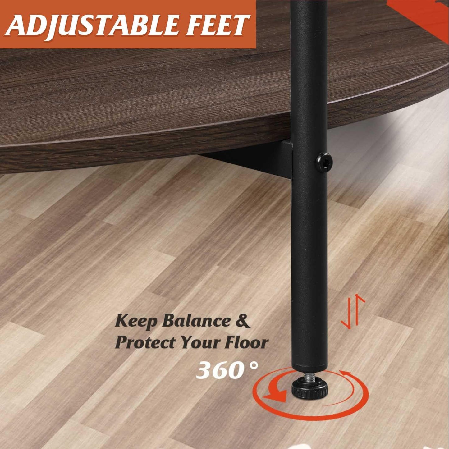 WLIVE Round Coffee Table for Living Room, 32.6" Small Coffee Table with Open Storage Shelf, 2-Tier Industrial Circle Wood Center Table for Bedroom, Home Office, Brown Walnut