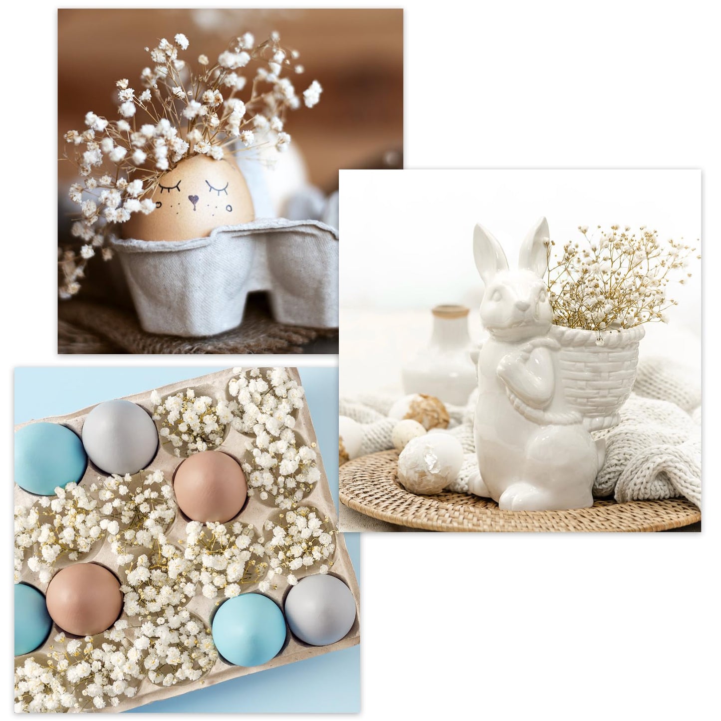 Dried Babys Breath Bouquet-17.2 inch Dried Flowers, Natural Gypsophila Branches for Home Decor, Wedding, Table Decor, DIY Wreath Floral, Dry Flowers Bulk for Vase (Ivory White max)