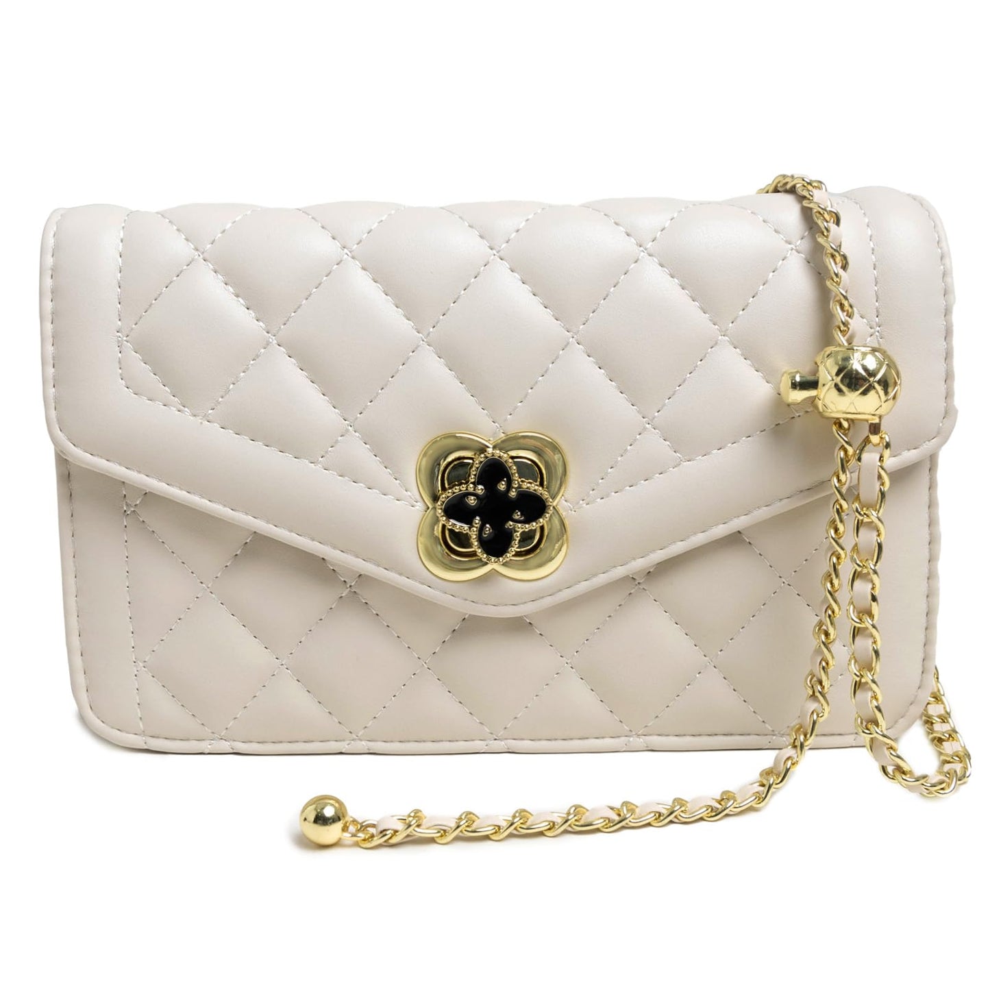 ZWI-player Quilted Leather Crossbody Bags for Women Trendy Ladies Shoulder Purse Satchel HandBag with Chain Strap (White)