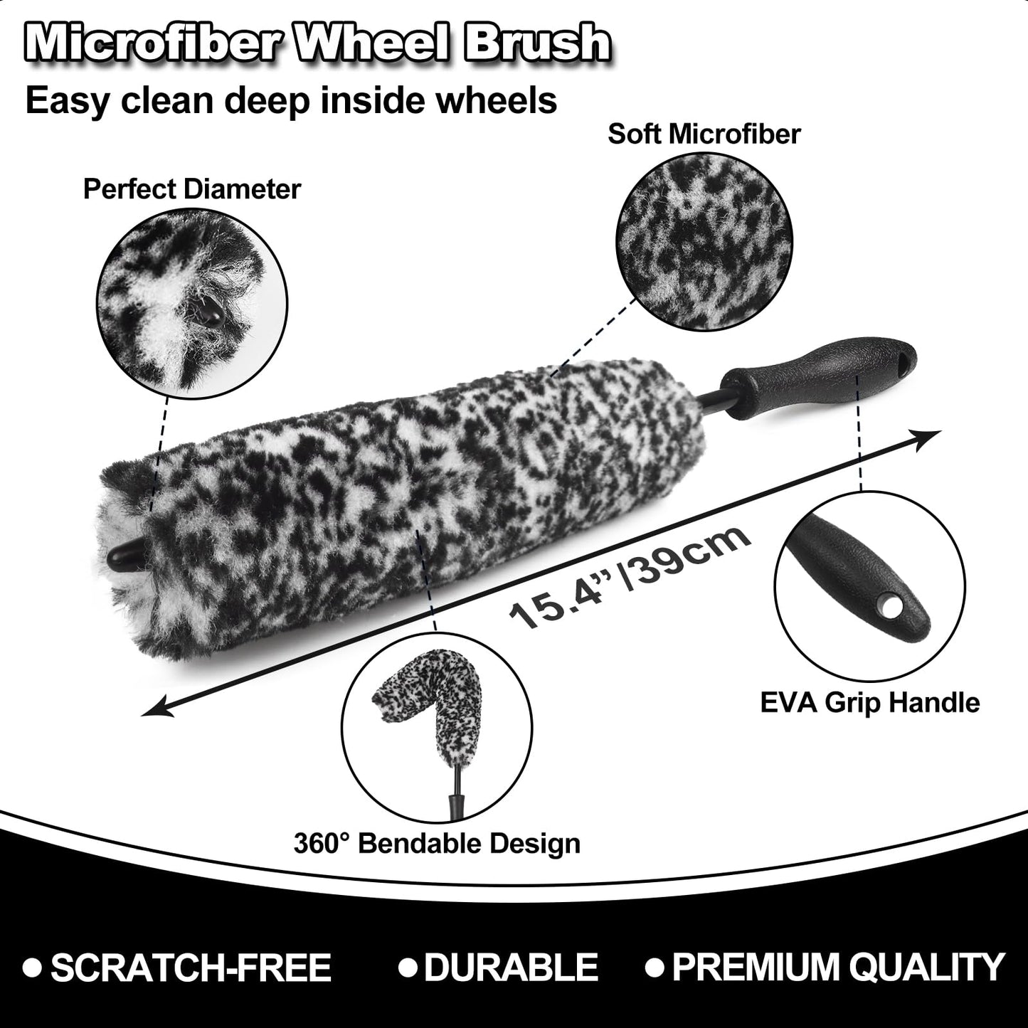 7Pcs Car Wheel Brush kit, Tire Brush, Wheel Cleaner Brush, Soft-bristled Rim Cleaner Brush, Tire Shine Applicator Pad, Car Detailing Brushes, Wheel Brushes for Cleaning Wheels,Tires