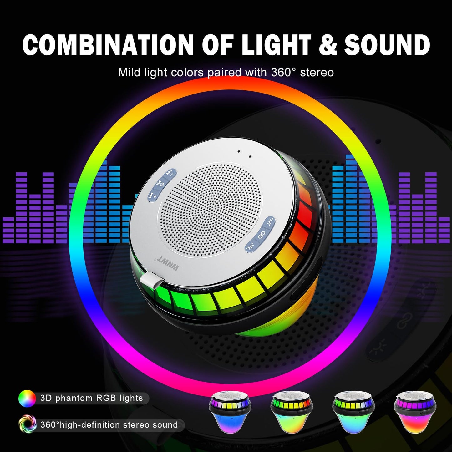 EMPERSTAR Floating Speaker for Pool with Colorful Lights, IPX7 Waterproof Floating Hot Tub Speaker, 15W Stereo Loud Sound, 360° Loud Stereo Sound, TWS, Great for Pool Shower Travel SPA