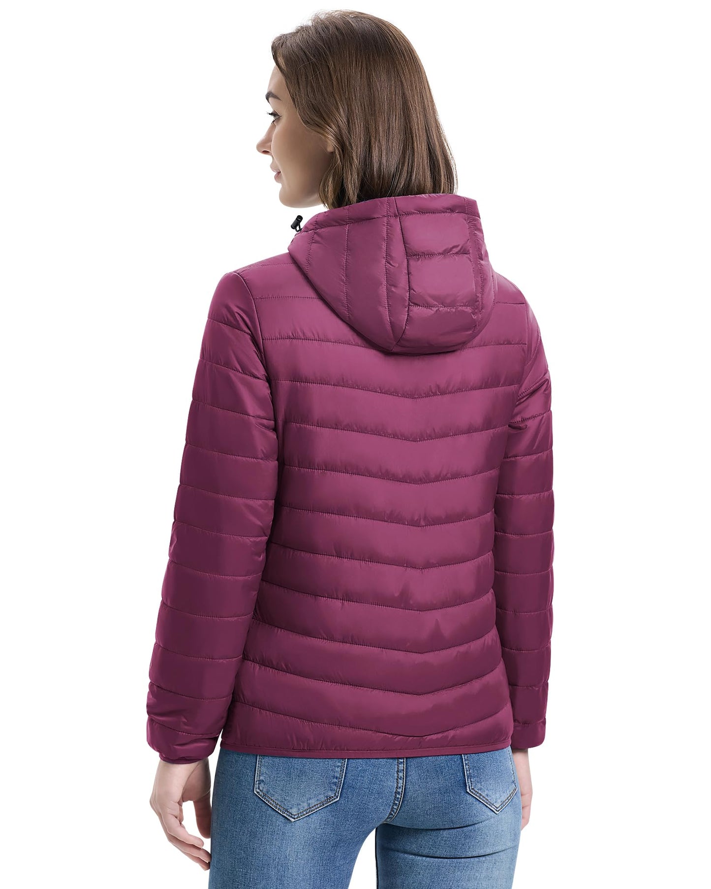 33,000ft Women's Hooded Packable Puffer Jacket Lightweight Warm Puffy Quilted Winter Coat