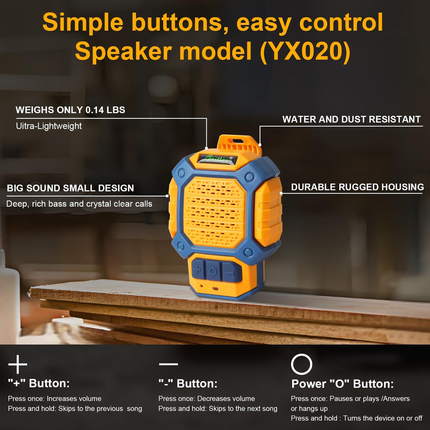 waitley Mini Wearable Bluetooth Speaker - Magnetic Clip, Clip-On & Lanyard 3-in-1, IP56 Waterproof, 12H Playtime, Built-in Mic for Outdoor, Camping, Running, Cycling, Worksite, Jobsite