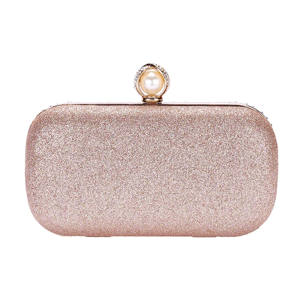 Mulian LilY M106 Glitter Clutch Purse For Women Sparkly evening bags Prom Party Handbag Rose Gold