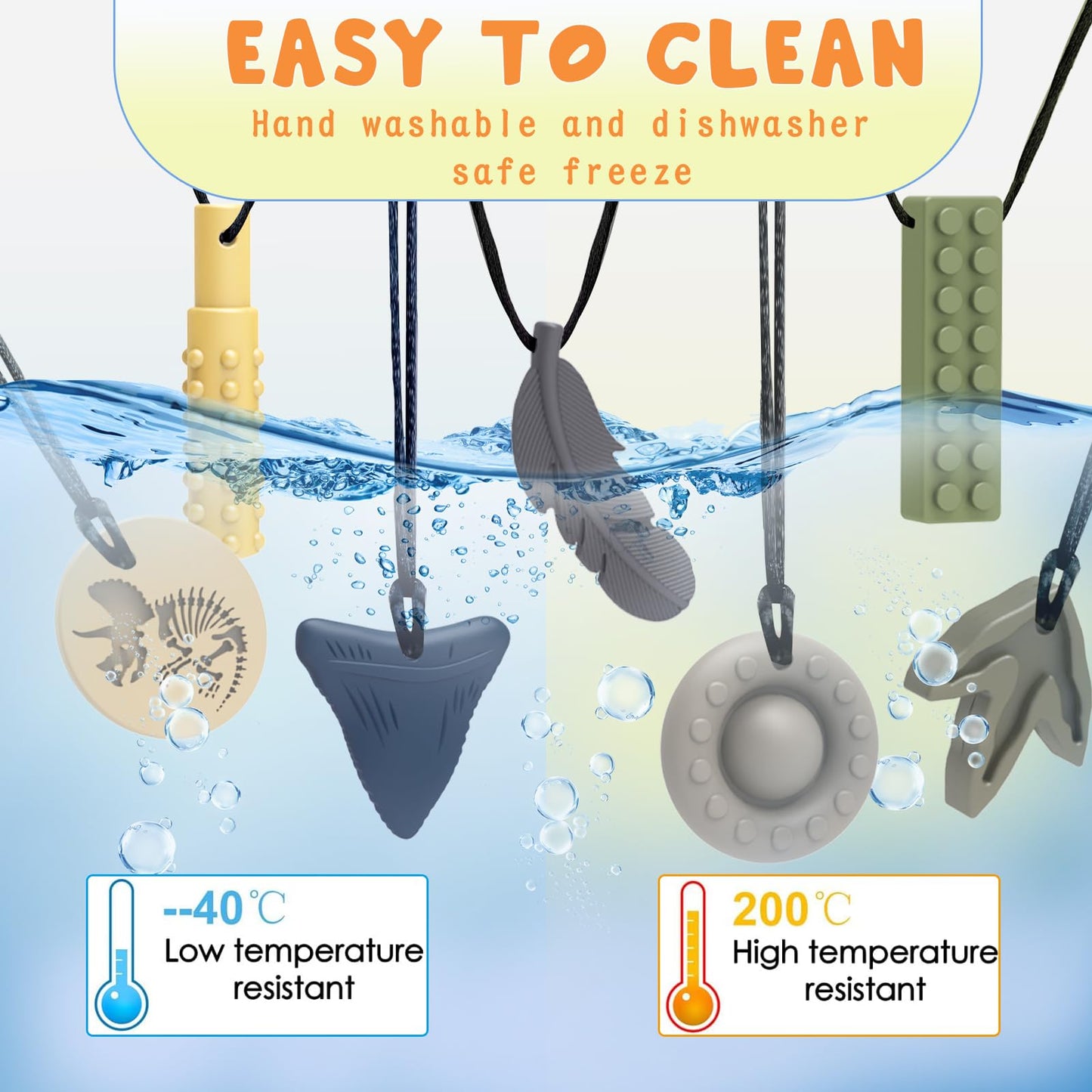 Chew Necklaces for Sensory Kids Teether Autism ADHD Silicone Teething Toys Anxiety Relief to Reduce Fidgeting Stress Oral Fixation 7 Packs