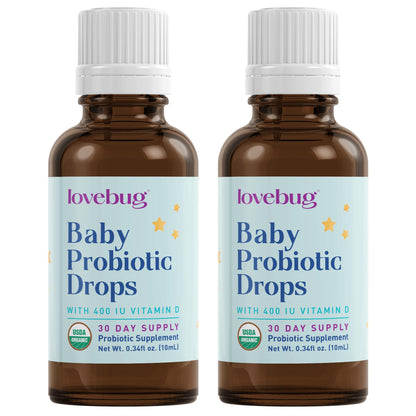 Lovebug Award Winning USDA Organic Probiotic for Infants & Babies | Helps with Colic, Reflux, Diarrhea, Constipation & Gas | Multi-Strain 5 Billion CFU | Liquid Drops | Ages 0-24 Months