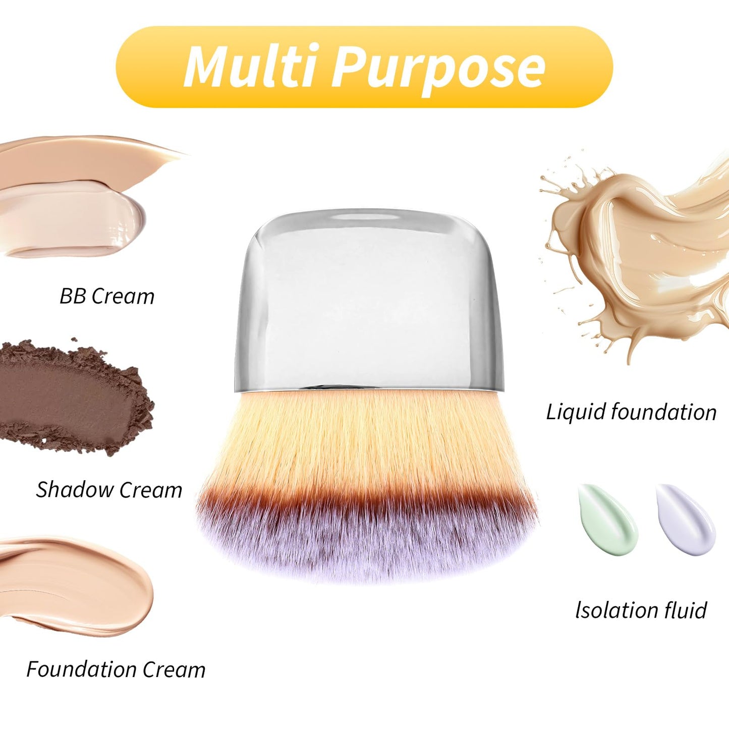 2Pcs Mini Makeup Brushes, Travel Powder Brush, Multi-functional Loose Powder and Blush Brush, Portable Soft Hair Foundation Brushes, Silver Travel Body Makeup Beauty Tool