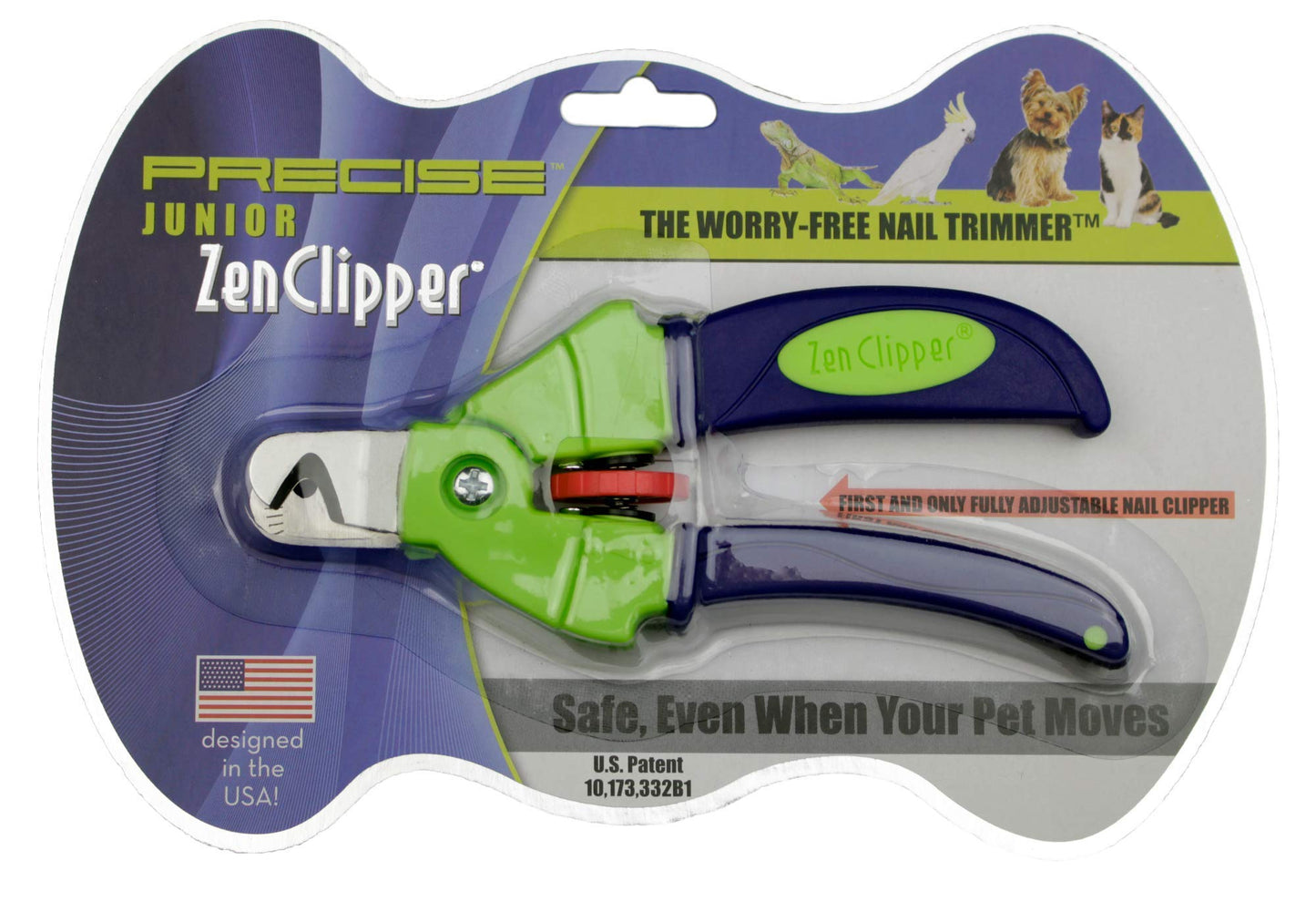Zen Clipper Precise Safer Pet Nail Trimmer - Fully Adjustable Pet Claw Clipper for Dogs and Cats - Trims only The Amount of Nail You Chose Quick, Clean and Quiet Cut - Patented (Junior)