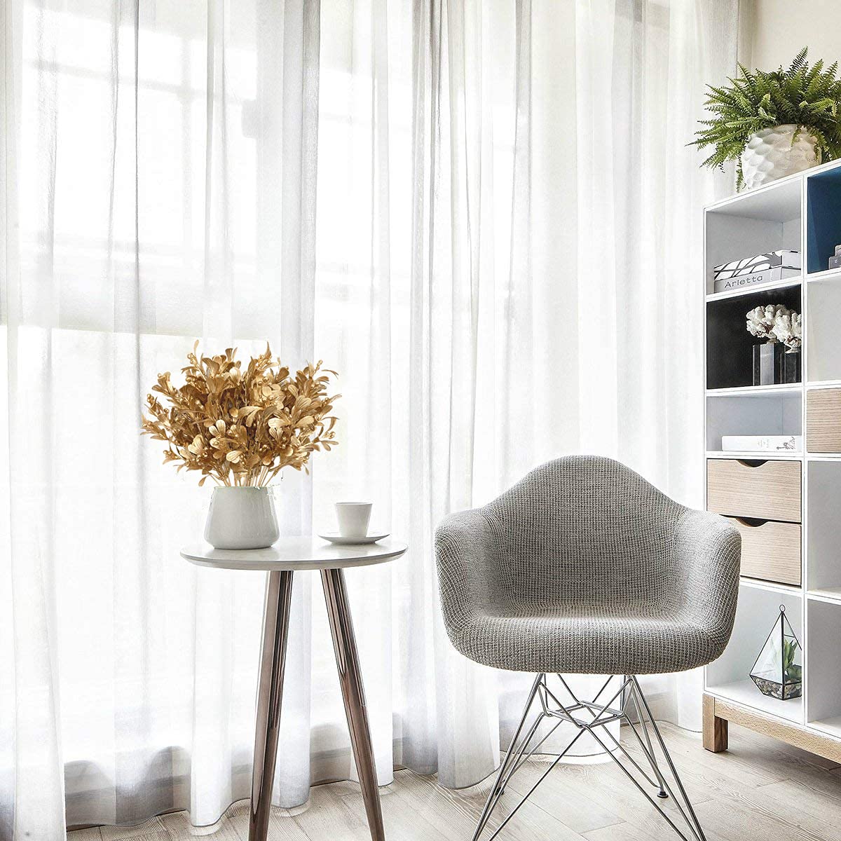 PASYOU Fake Plants Christmas Decorations, Golden Artificial Flowers Plastic Grass Shrubs Leaves Indoor Outdoor Home Garden Party Hotel Verandah Wedding Event Bouquet Faux DIY Decor - Gold 4 Pack