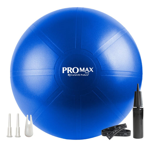 SmarterLife PRO MAX Exercise Ball for Stability Workout, Fitness, Pregnancy, Yoga, Pilates, Home Gym, Physical Therapy, Birthing, Balance Ball Chair (65 cm, Blue)