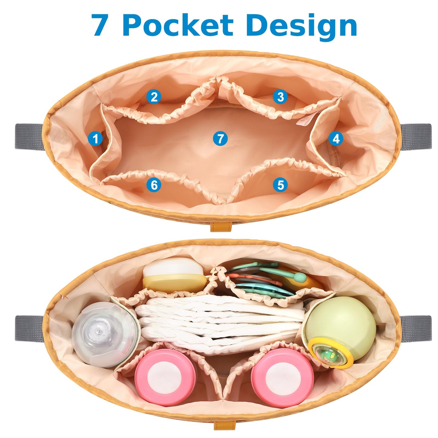 Accmor Universal Stroller Organizer, Stroller Bag Stroller Caddy Organizer, Stroller Accessories Fits for Uppababy, Baby Jogger, Nuna, Doona, Britax Strollers, Brown