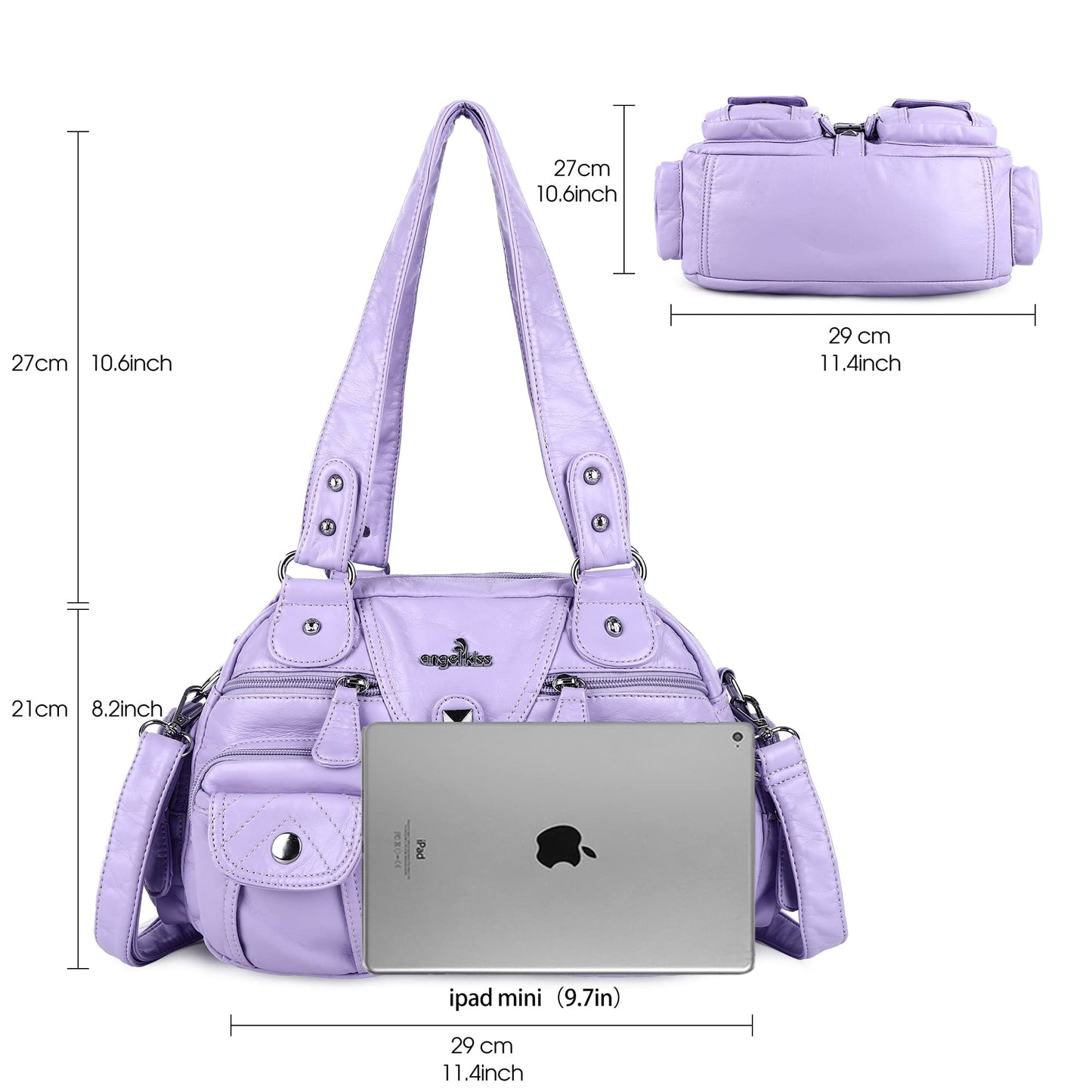 Angel Kiss Hobo Crossbody Purses for Women Shoulder Bag Multipocket Soft Hobo Purses Removable Strap Leather Handbags