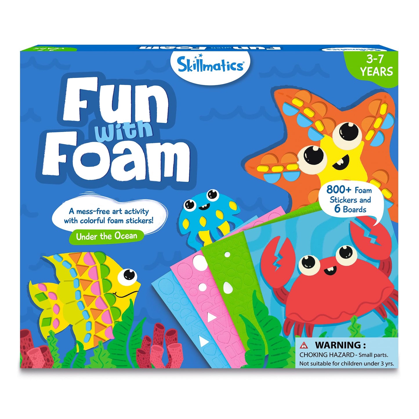 Skillmatics Foam Sticker Art Activity - Animals, Mess-Free Fun for Kids, 800+ 3D Foam Stickers, DIY Felt Craft Kits, Gifts for Boys & Girls Ages 3, 4, 5, 6, 7