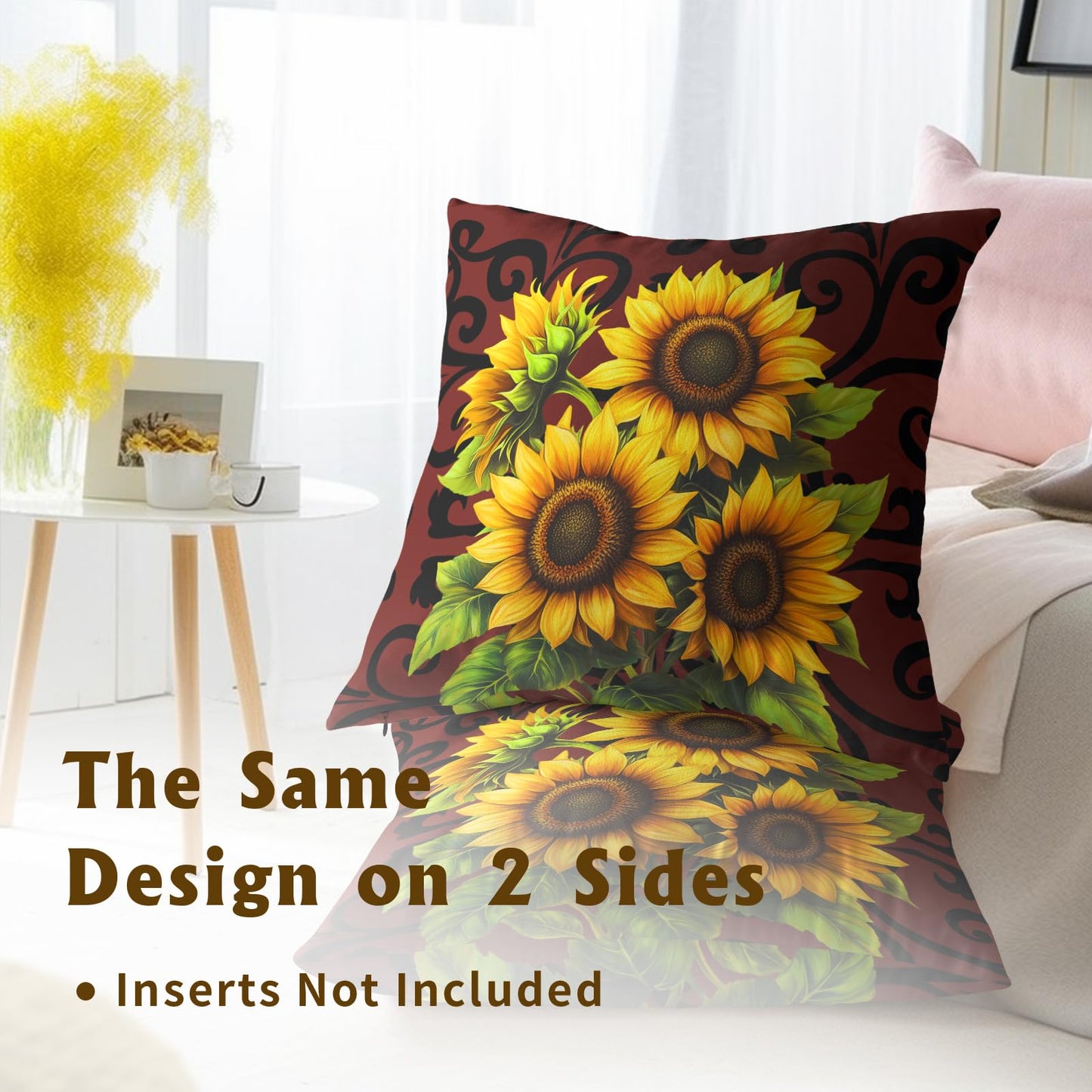 Giwawa Sunflower Floral Throw Pillow Covers 18x18 Inch Abstract Boho Decorative Pillow Case Set of 2 Couch Cushion Cover for Home Sofa Bedroom