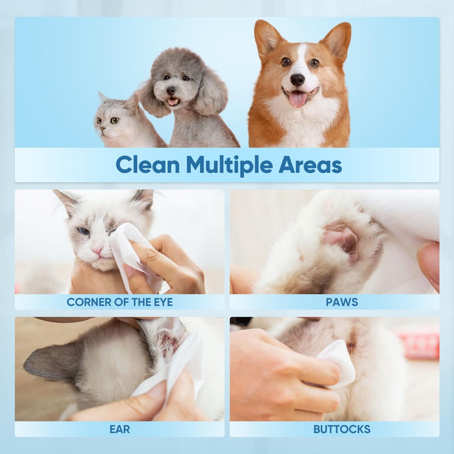 PUPMATE Pet Wipes for Dogs & Cats, Extra Moist & Thick Grooming Puppy Wipes with 100 Fresh Counts, Aloe Vera/Nature