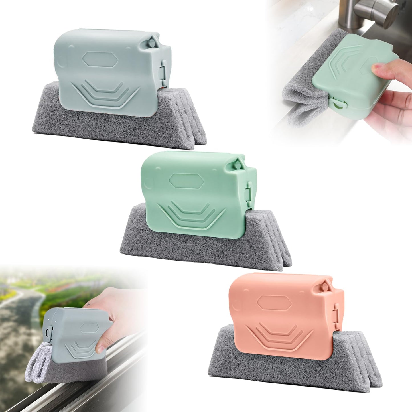 Magic Window Track Cleaner, 2024 Upgraded Window Groove Cleaning Brush Tools Set, Hand-held Window Track Cleaner Brushes Tools Set for Window lides Gaps Tile Lines Shutter Car Vents (Mix 3PCS)