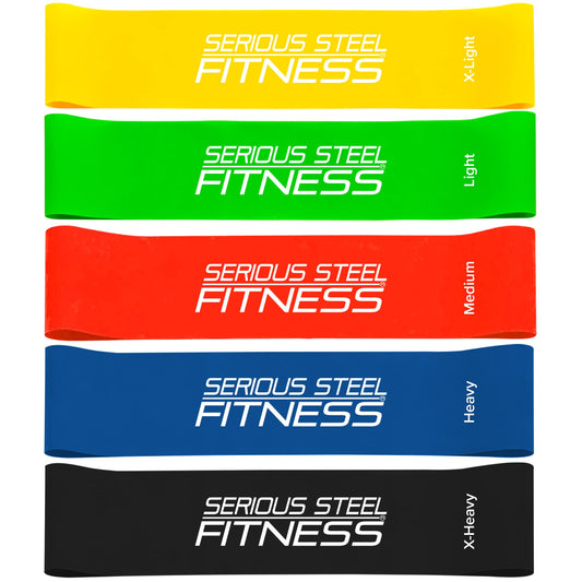 Serious Steel Fitness Mini Resistance Loop Bands | Rehab and Prehab Stretch Bands | 12" Exercise Workout Bands (Sets of 5 Pack and Sets of 10 Pack Trainer Options Available!)