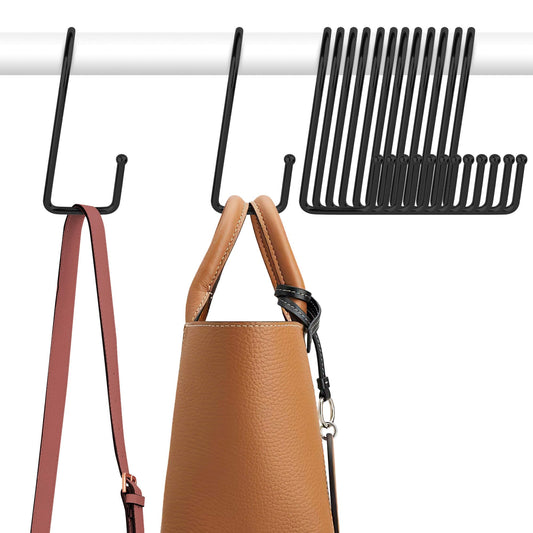 ZEDODIER 15 Pack Purse Hanger Purse Hooks for Closet, Sturdy Metal S Hooks Bag Organizer Backpack Holder, Closet Organizer and Storage, Black