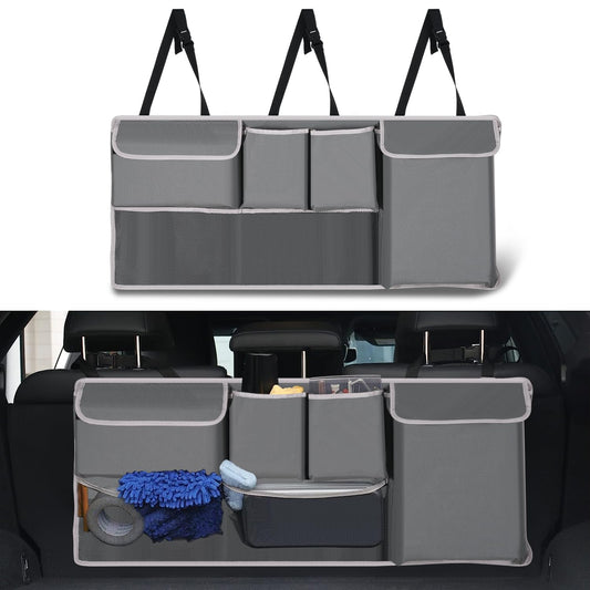 UYYE Trunk Hanging Organizer, Backseat Bag, Car Interior Accessories with 4 Pockets & 2 Mesh Pouches for Groceries, Will Provide More Storage Trunk Space for SUV, Jeep, MPVs