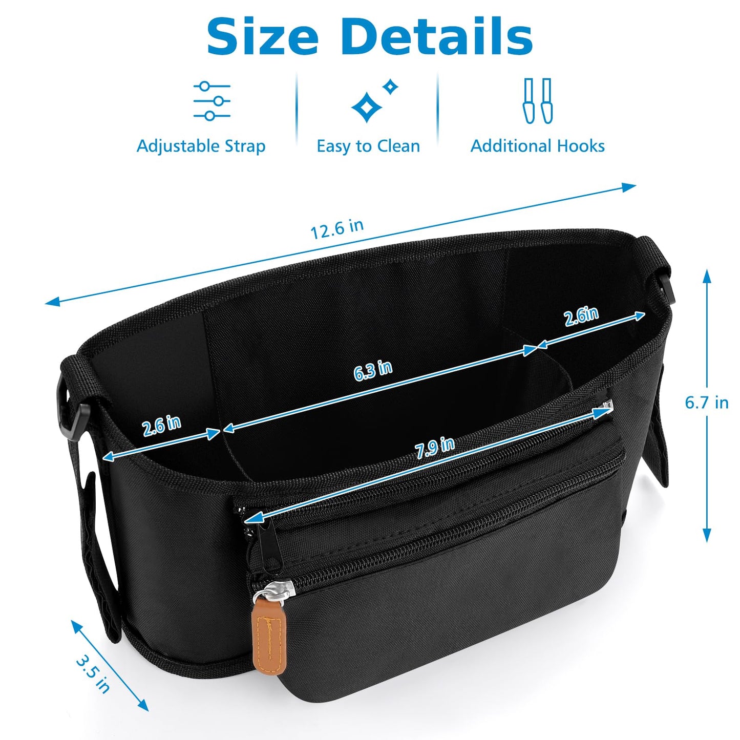 Accmor Universal Stroller Organizer with Detachable Phone Bag, Stroller Bag Caddy Organizer Stroller Accessories for Uppababy, Baby Jogger, Nuna, Doona, Britax Strollers