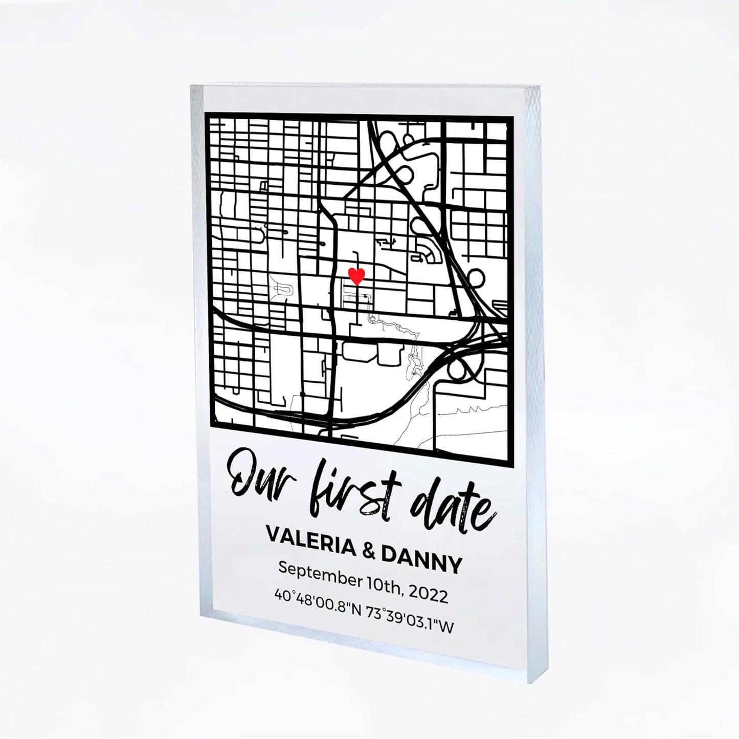 NEXT DAY SHIP Custom Our First Date Map Block - Couple Map, Where It All Began, Gift for Her, Acrylic Plaque Couple Gift, Custom Location, Couples Gift, Gifts for Wife and Husband Anniversary