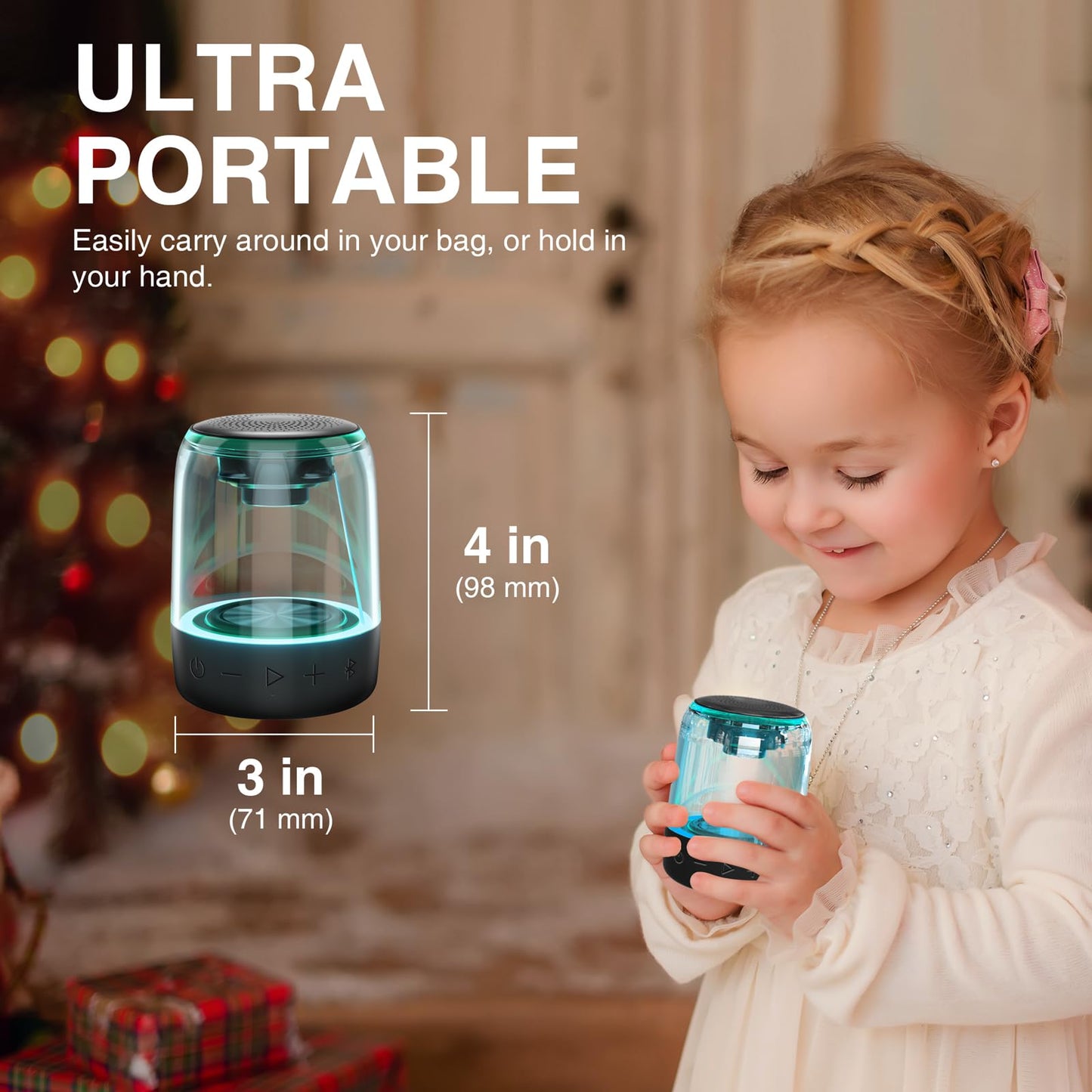 MEGATEK Portable Bluetooth Speakers (2-Pack) – True Wireless Stereo (TWS) Pair, Vibrant LED Lights, 360° HD Sound, 12-Hour Playtime, IPX5 Waterproof – Perfect for Home, Parties, Outdoors, and Travel