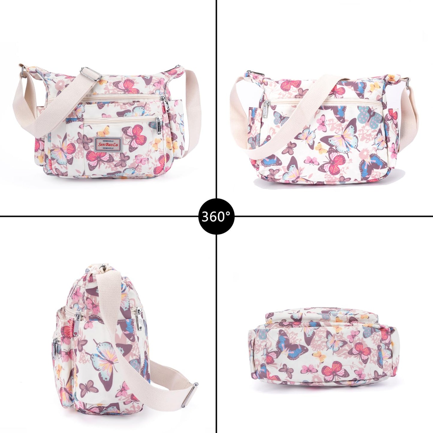 Nawoshow Women Shoulder Handbag Multiple Pockets Bag Ladies Tote Top Handle Satchel Crossbody Purse (G01-Butterfly)