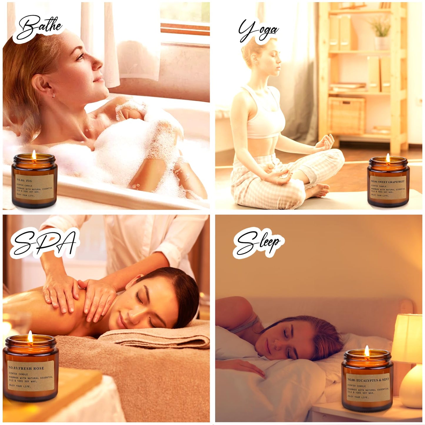 8 Pack Candles for Home Scented, Aromatherapy Jar Candle Gifts for Women, Natural Soy Wax Amber Candle Set, Scented Candles Set for Birthday Valentine Mother's Christmas Day Present