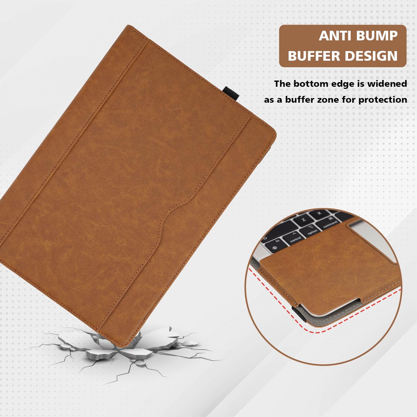 TYTX Compatible with MacBook Air 13 Inch Leather Case, for Model A2337 M1 A2179 A1932 2018-2021 Retina Display Touch ID, PU Leather Laptop Case with Pocket for Papers and Pen Holder, Brown