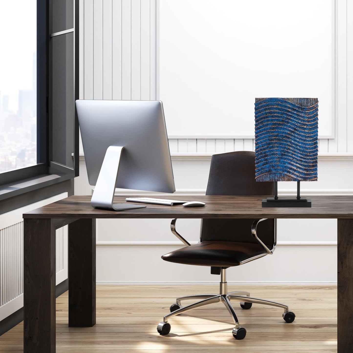 CECEQU Modern Sail Statues | Abstract Decorative Sculptures, Decor Items for Home Decor Accents, Ideal for Office, Living Room, Entry Table, Tabletop, Above Cabinet Decorations (Blue Vertical Bar)