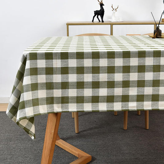 Yofori Gingham Tablecloth Rectangle Table Cloth Heavy Duty Cotton Checkered Table Cover for Spring Picnic Kitchen Dining(C-Sage Green, 52x52 inch)