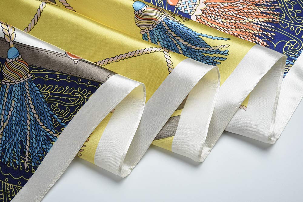 corciova 35 x 35 Women Silk Like Square Hair Scarf Sleeping Wrap Headscarf Gold Duke Blue Belt Spike Curly Headband Fashion