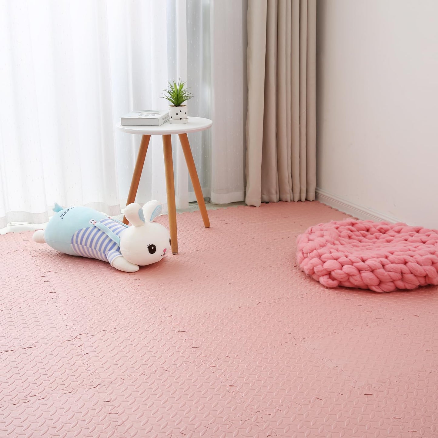 Coolcandy Solid Colored Foam Play Mat, 12"*12" Each Mat丨Non-Toxic Soft Baby Play Mat, 0.4" Thickened Square Interlocking Floor Mats - Toddler Playmat for Playing, Exercise(Loli Pink/16 Tiles)