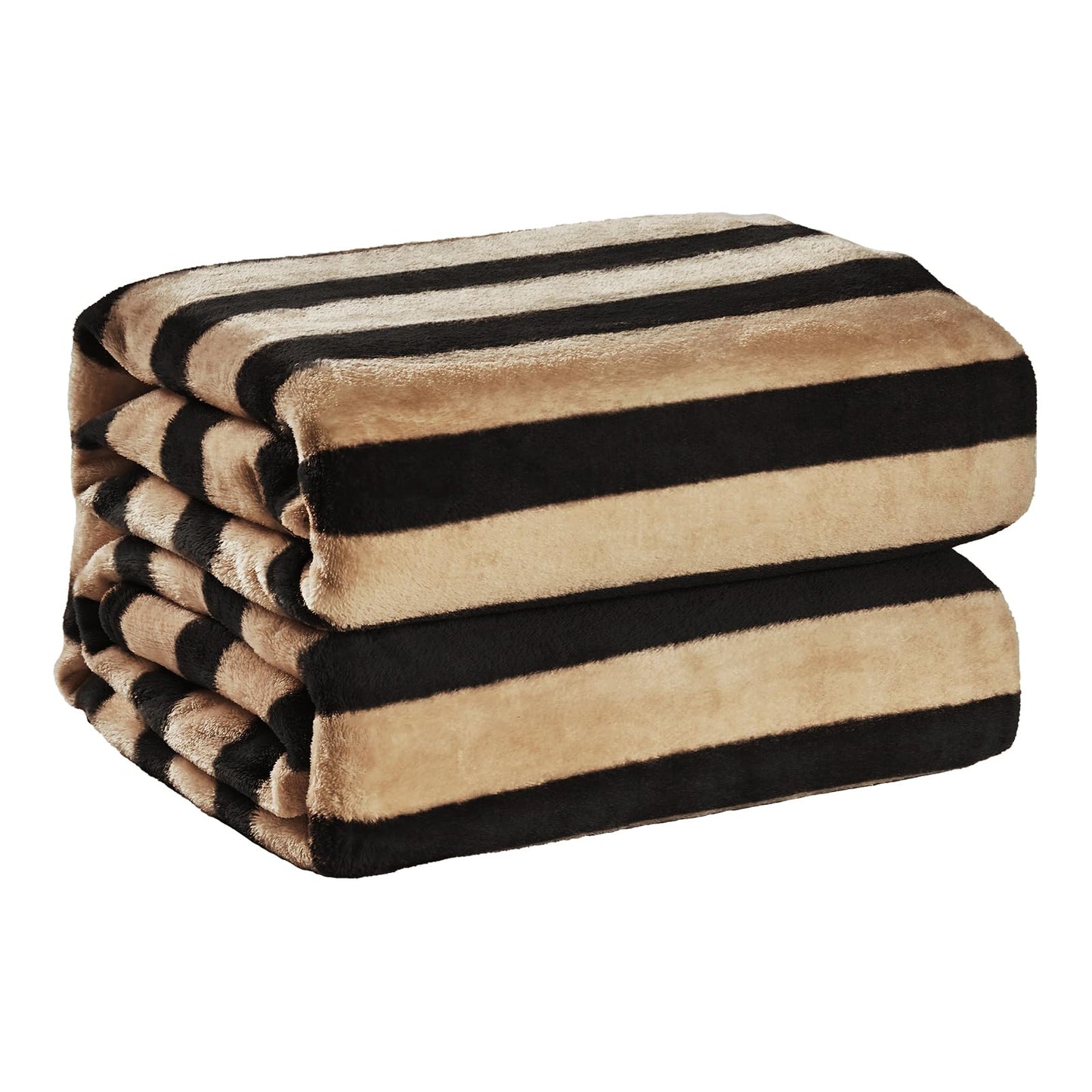 FY FIBER HOUSE Striped Flannel Throw Blanket - Soft Cozy Striped Blanket for Couch, Sofa, or Bed - 50"x60", Black Brown, All Season Use