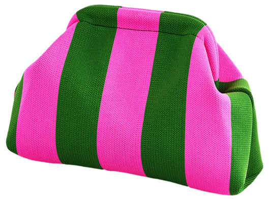 DIHKLCIO Clutch Purses for Women Summer Beach Woven Crochet Handbag Dumpling Striped Ruched Cloud Purse colorblock Evening Bag pink green