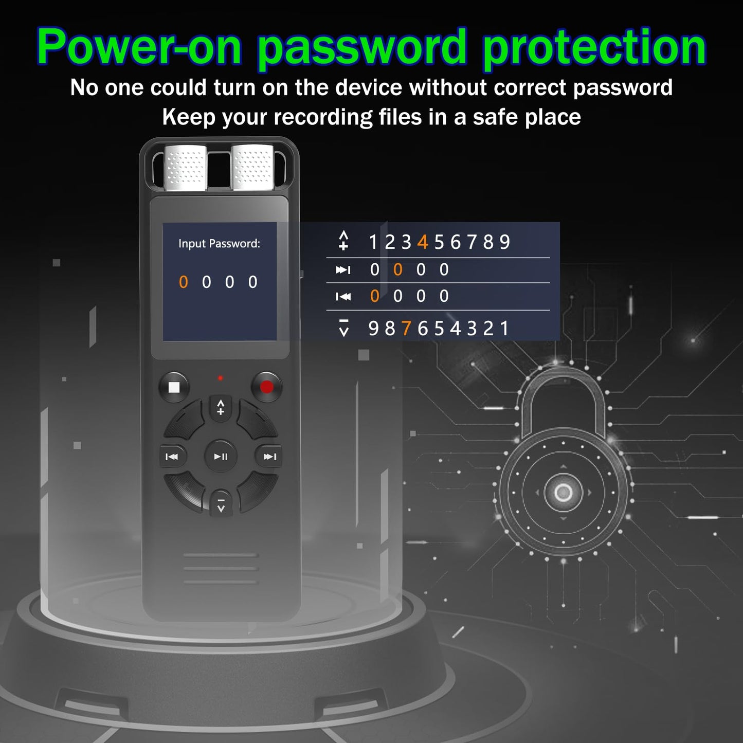 128GB Digital Voice Activated Recorder for Lectures&Meetings,Phone Connected via OTG,9280 Hours Audio Recorder with Tripod Stand,Recording Device with Playback,MP3 Player,Password,Variable Speed