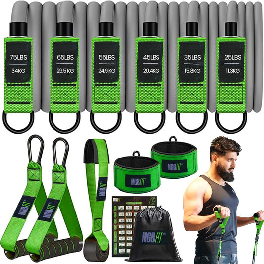 Resistance Bands Set 300lbs - Heavy Duty Fitness Bands with Handles for Strength Training, Door Anchor, Ankle Straps, and Carrying Bag for Home Gym and Full Body Workouts