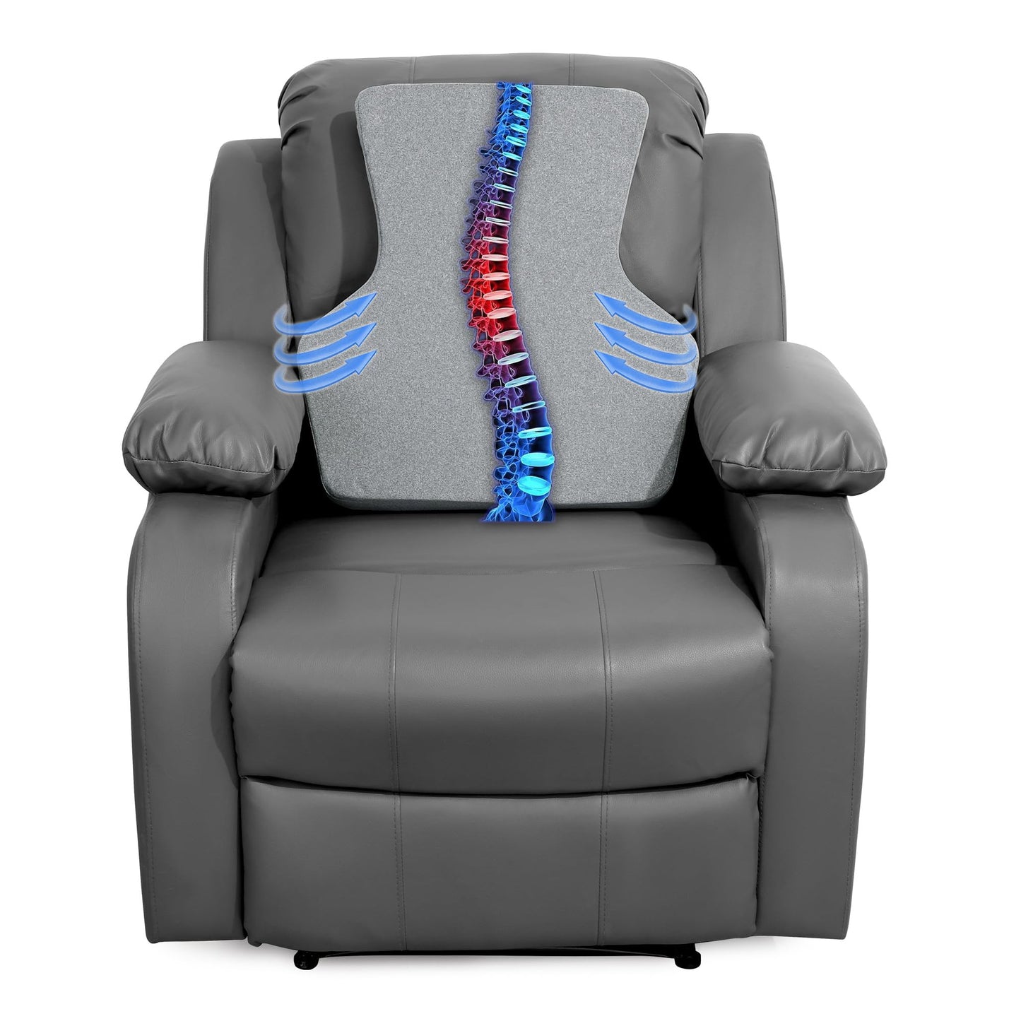 HOMBYS Ergonomic Lumbar Support Pillow for Recliner,Memory Foam Chair Back Support Cushion for Elderly,Extra Large Lumbar Support Pillow,Low Back Pain Relief Cushion,Grey