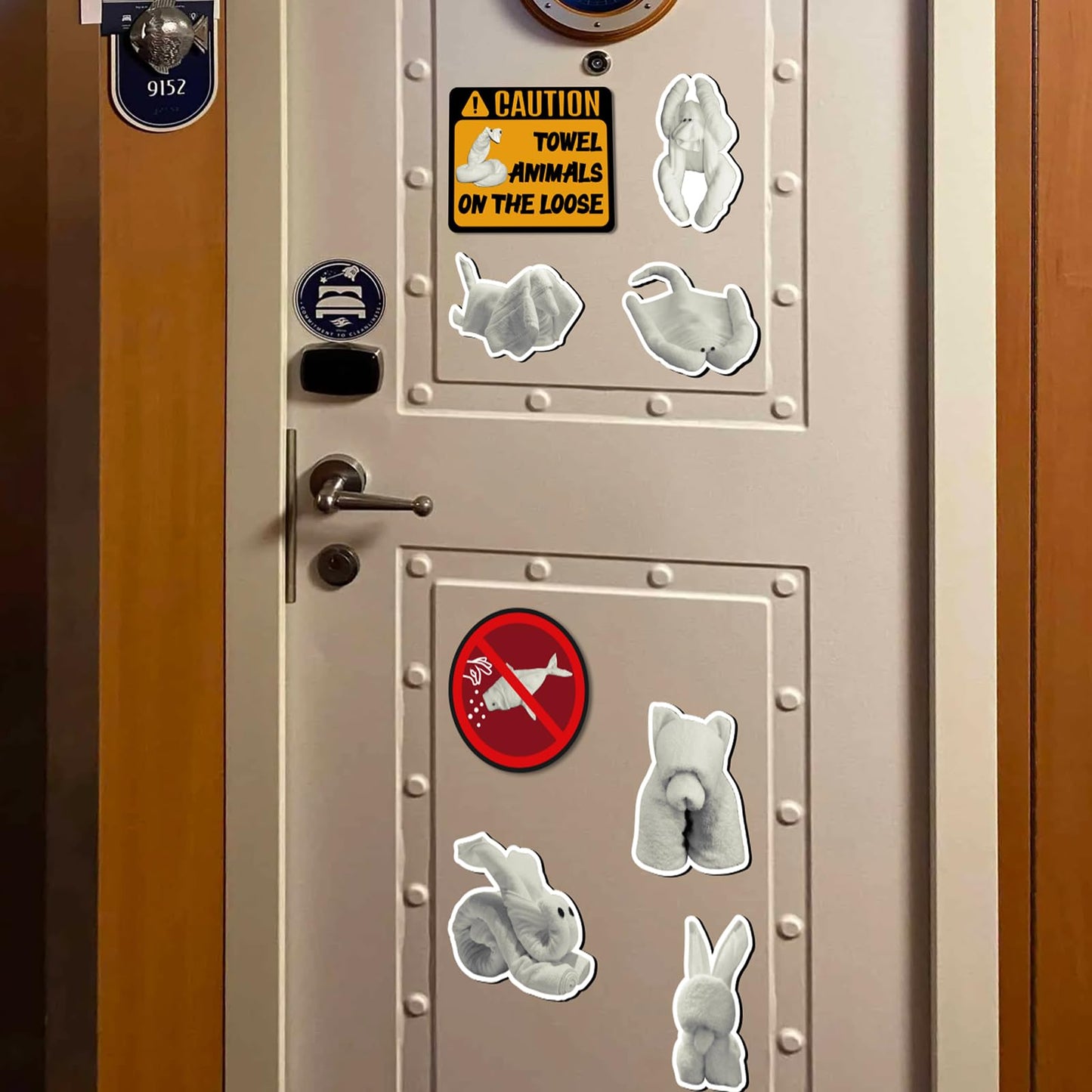 90shine 18PCS Cruise Door Magnets Decorations, Funny Animal Towel Magnetic Ship Cabin Decor