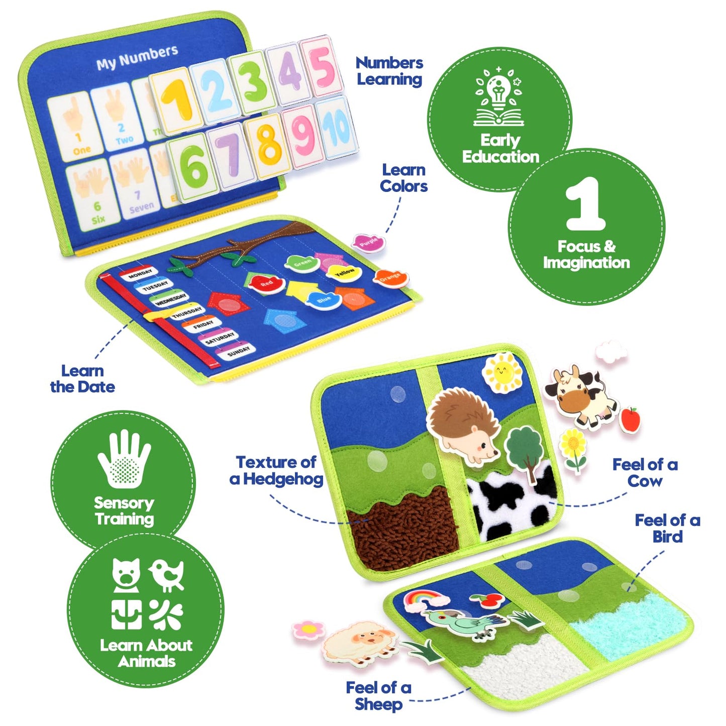 Toddler Sensory Busy Board: Travel Toy Activity Book for Girls Boys, Motor Skill Development Gift for Baby Aged 3-4 Years, Fine Educational Preschool Montessori Learning Toy for Car Airplane Dinosaur