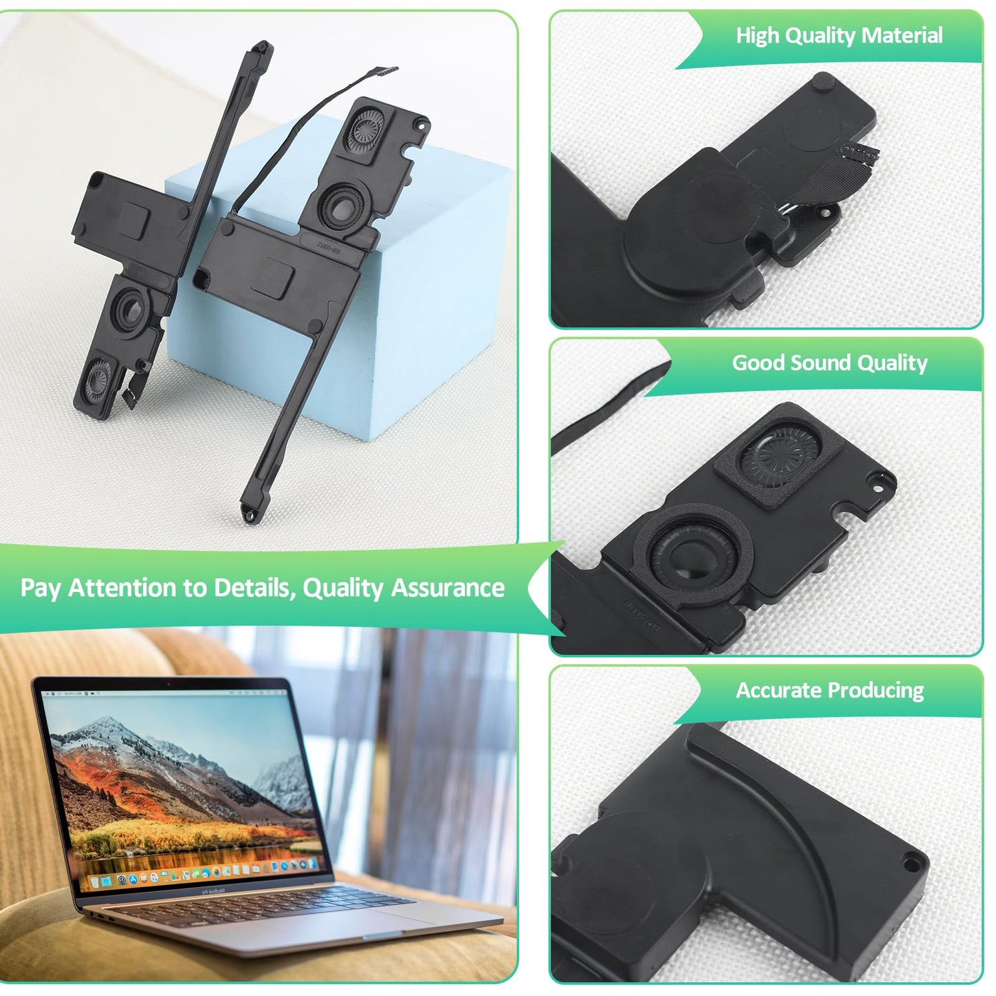 Speaker for MacBook Pro 15 inch Retina A1398 Loud Speaker Replacement for MacBook Pro 15 inch Retina A1398 2012 2013 2014 2015 Left and Right Internal Loudspeaker Buzzer Assembly with Repair Tools