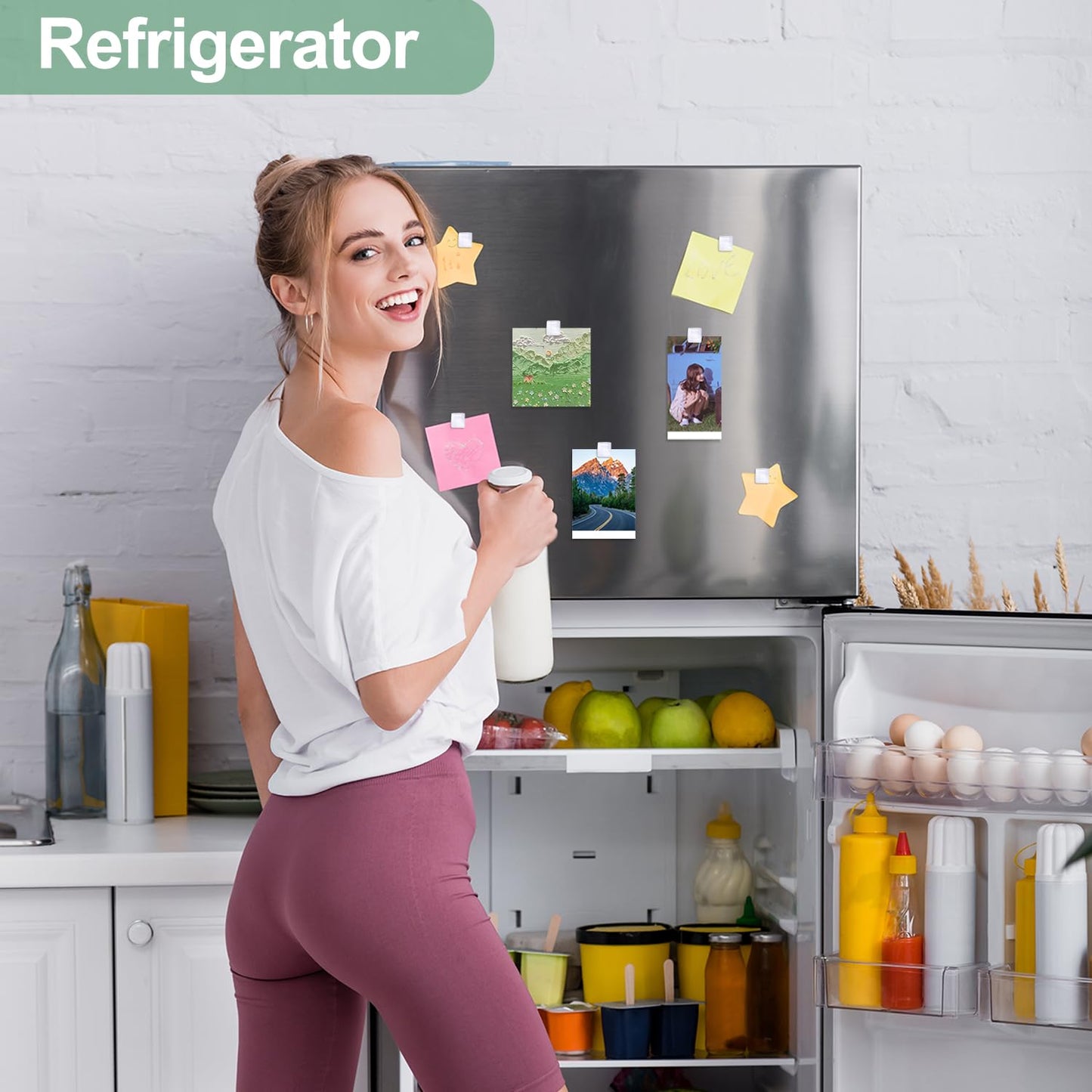 30Pcs Fridge Magnets，Cute Glass Decorative Magnets ，Refrigerator Magnets,Whiteboard Magnets, Strong Holding Power,White