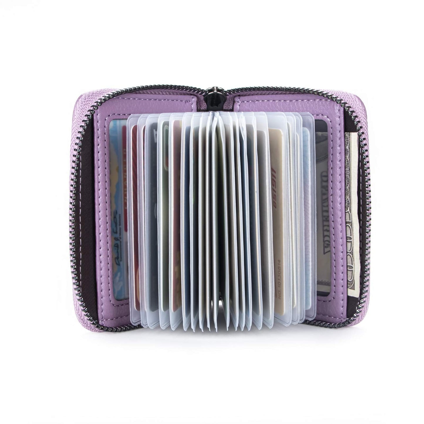 Aiyo Fashion Genuine Leather Credit Card Holder Wallet RFID Blocking Secure Card Case ID Case Organizer Zipper Wallet